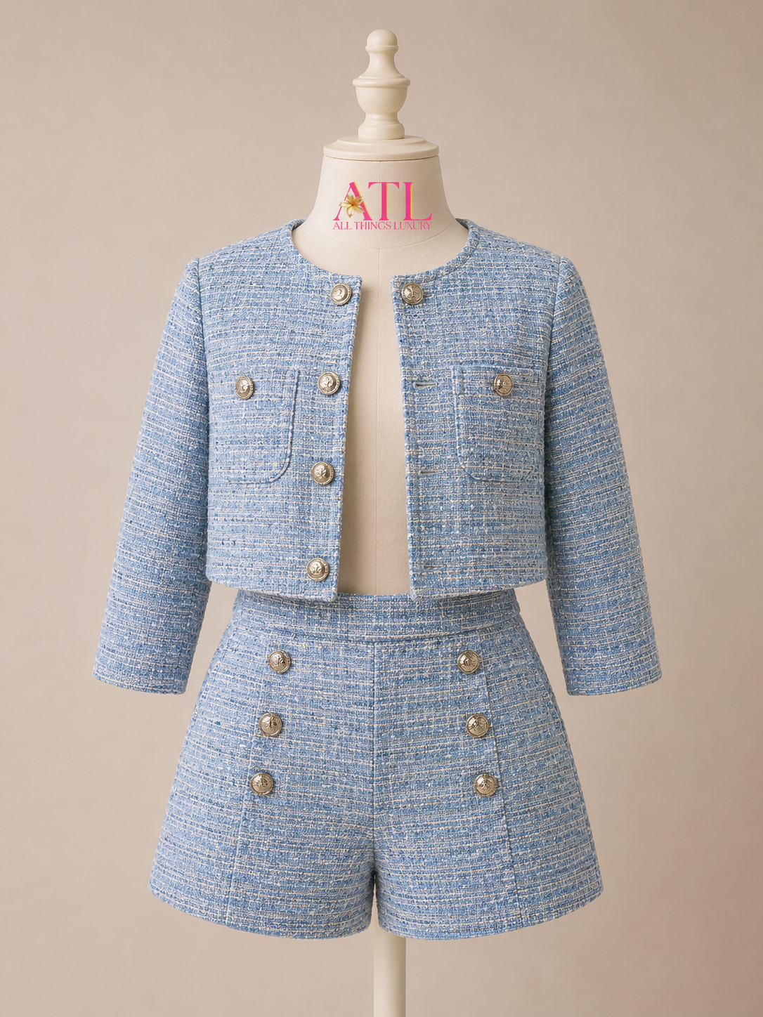 Kensington Blue Tweed Top
