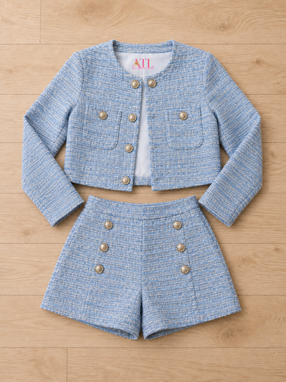 Kensington Blue Tweed Top