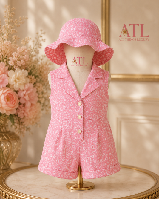 Malibu Pink Romper & Hat Set
