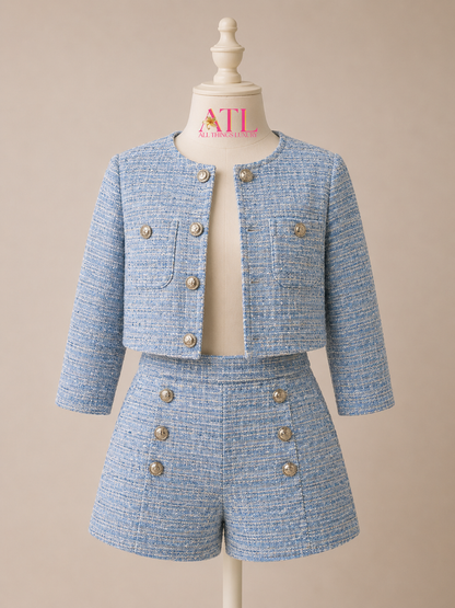 Kensington Blue Tweed Top
